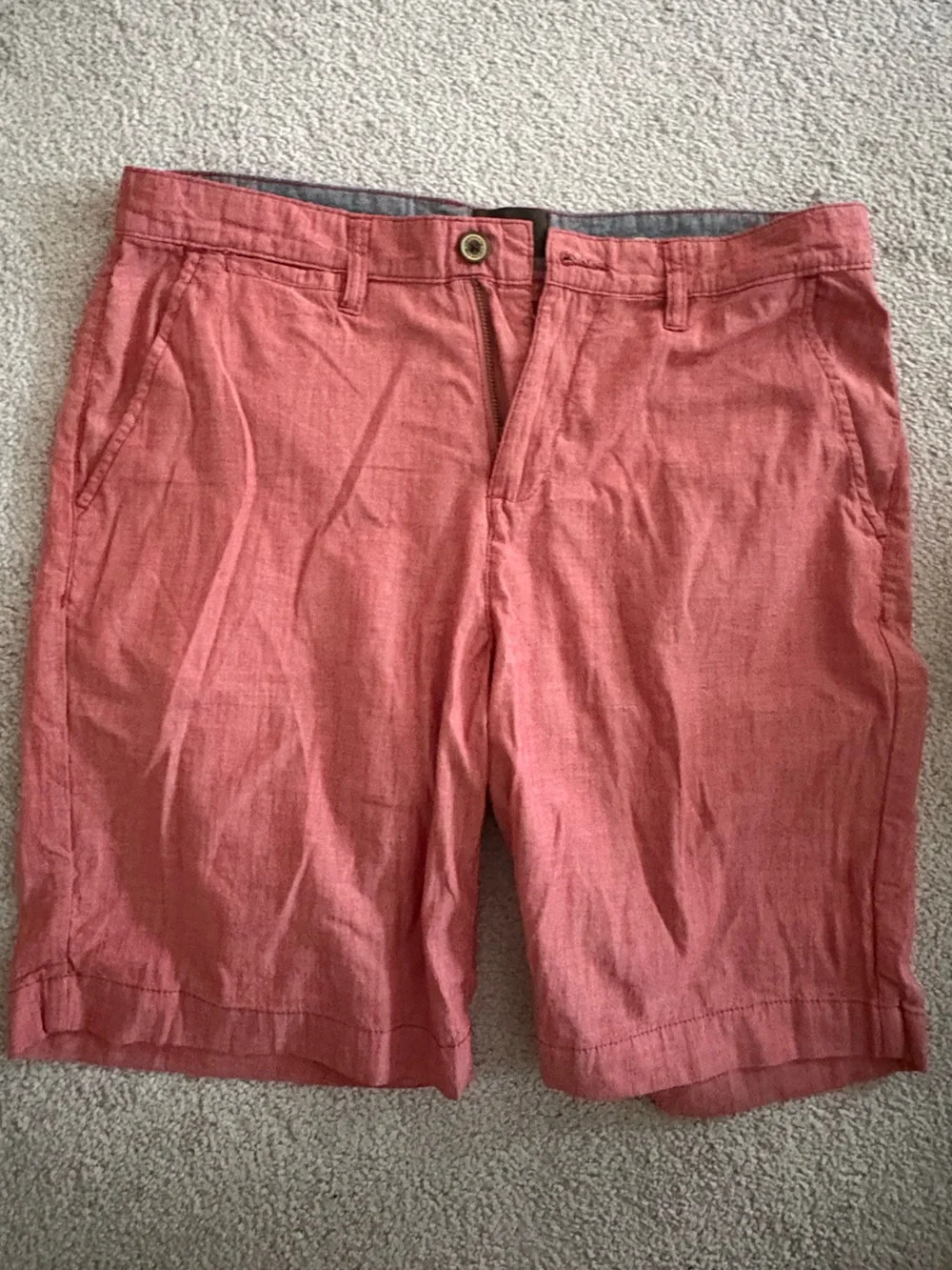 Men's Coral Linen-Blend Shorts